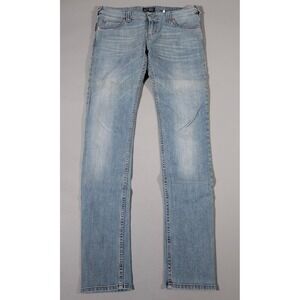 Armani Jeans Slim Fit Pants Mens 27 Light Blue Denim Zipper Back Pockets